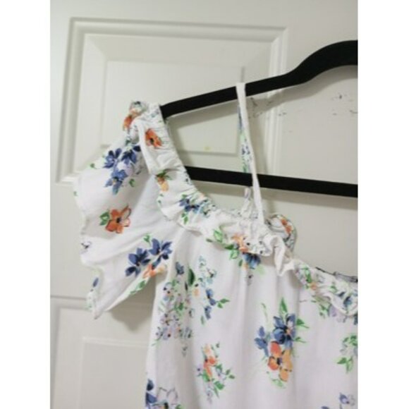 Bershka Floral Off-Shoulder Blouse With Spaghetti Straps Women Size L Multicolor - Picture 3 of 8